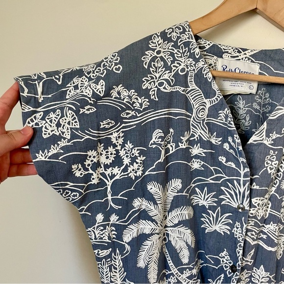 Vintage 60's Ruth Clarage Handprinted Tropical Safari Printed Romper Size Large - Picture 3 of 6